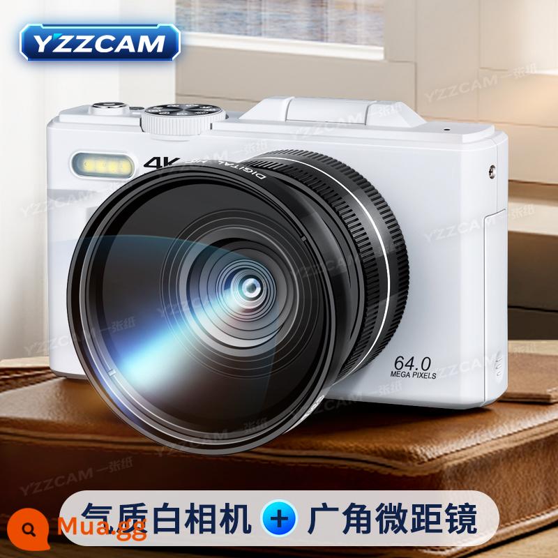 Máy ảnh kỹ thuật số micro-SLR cấp đầu vào dành cho sinh viên có WiFI HD CCD máy ảnh vlog ống kính đơn 4K - Màu trắng [với ống kính macro góc rộng] lật màn hình + Kết nối trực tiếp WiFi với điện thoại di động - không đi kèm thẻ nhớ