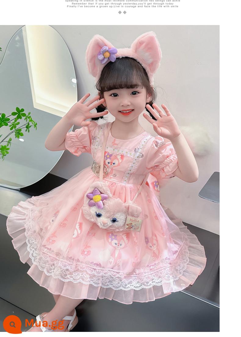 Bé Gái Lolita Đầm Mùa Hè 2023 Mới Trẻ Em Ngôi Sao Dailu Váy Rena Belle Đầm Công Chúa Phong Cách Phương Tây - Hồng + băng đô + túi + váy hỗ trợ