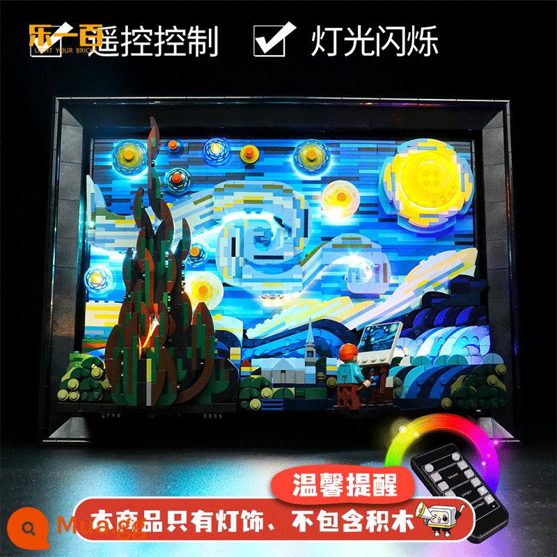 LYB Le 100 phù hợp với Lego 21333 Van Gogh Star Moon Night Building Blocks Toy Model HD Hộp trưng bày chống bụi - Đèn chỉ M[Đèn điều khiển từ xa], không bao gồm các khối lắp ráp và hộp hiển thị