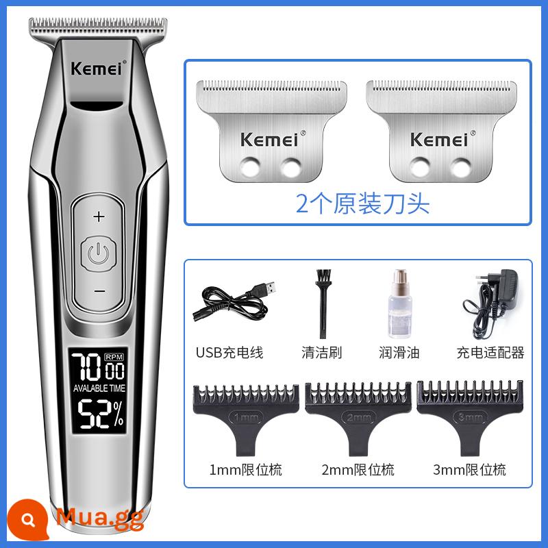 Khắc điện đẩy clipper máy làm tóc cạo đầu hiện vật salon tóc đặc biệt tự cạo dao cạo notch nhỏ clipper dầu đầu clipper - Gói 2 (bản chính thức - 2 lưỡi chính hãng)