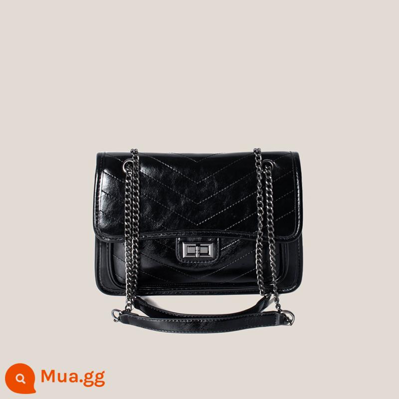 Lanlia BAG2022 xu hướng mới năm nay phổ biến túi vô gia cư túi đeo vai sát nách túi xích túi đeo chéo cao cấp - Dây đeo vai nâng cấp màu đen có thể điều chỉnh