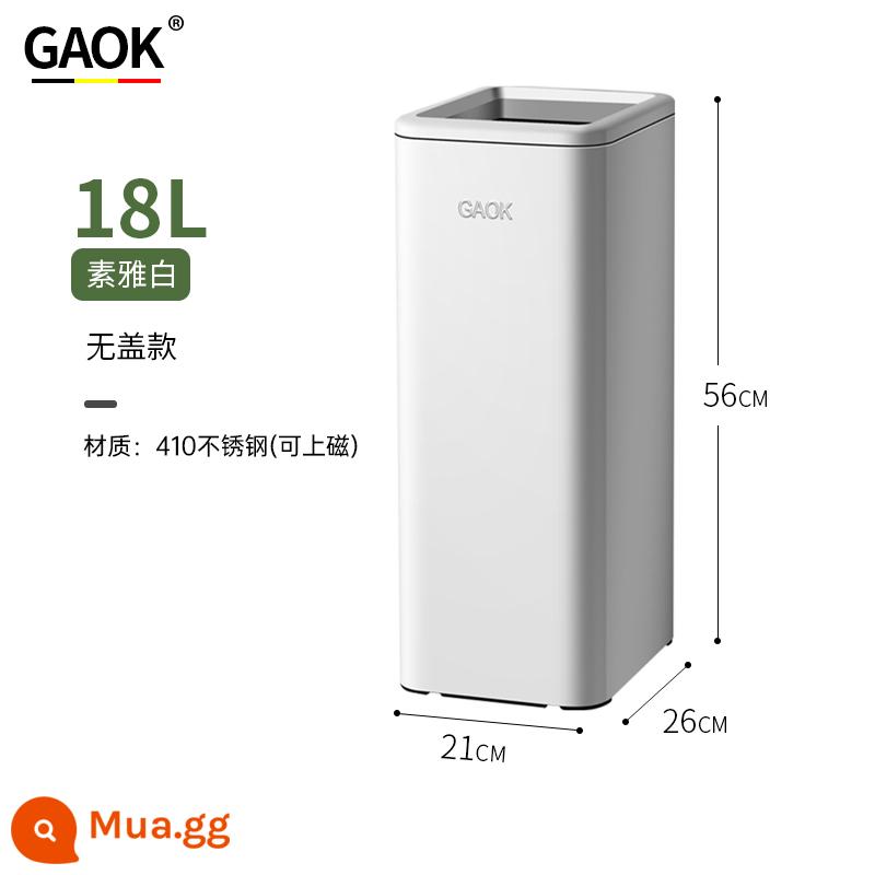 Xô vệ sinh inox hộ gia đình phòng khách không nắp thùng rác nhà bếp cao và lớn nhà vệ sinh thương mại phòng bột giá trị cao - 18L trắng [không có nắp]