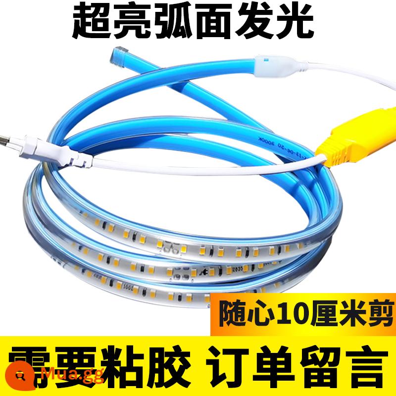 Đèn led dây chống nước ngoài trời 220v siêu sáng với điện áp cao trang trí ánh sáng trắng tự dính 2835 dải đèn tuyến tính hộ gia đình - 20 mét, có thể cắt đến 10 cm tùy thích, dải đèn cong siêu sáng 220V, có kèm phích cắm