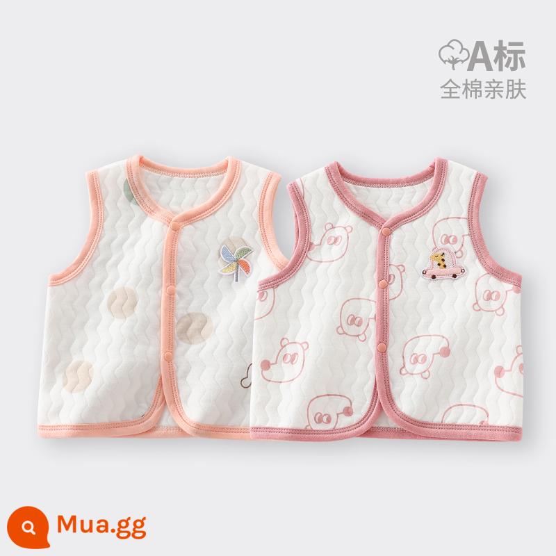 Áo vest cho bé mặc ngoài vào mùa thu đông Kẹp tóc đuôi ngựa cho bé sơ sinh cho mùa xuân thu Áo vest mỏng loại A cho bé mặc bên trong ấm áp. - 2 gói hồng nhạt+hồng