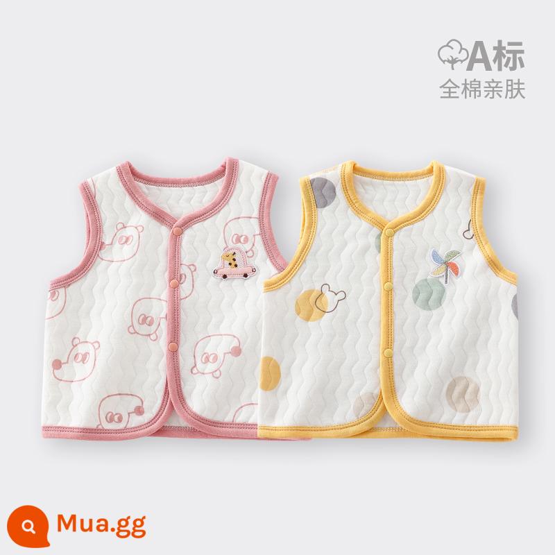 Áo vest cho bé mặc ngoài vào mùa thu đông Kẹp tóc đuôi ngựa cho bé sơ sinh cho mùa xuân thu Áo vest mỏng loại A cho bé mặc bên trong ấm áp. - 2 gói hồng + vàng