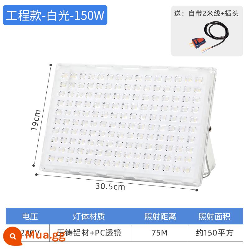 Đèn pha led chiếu sáng ngoài trời ánh sáng mạnh siêu sáng nhà máy xưởng kho công trường xây dựng chôn đèn chống thấm biển hiệu quảng cáo đèn sân khấu - Model kỹ thuật-ánh sáng trắng-150W (bảo hành ba năm)