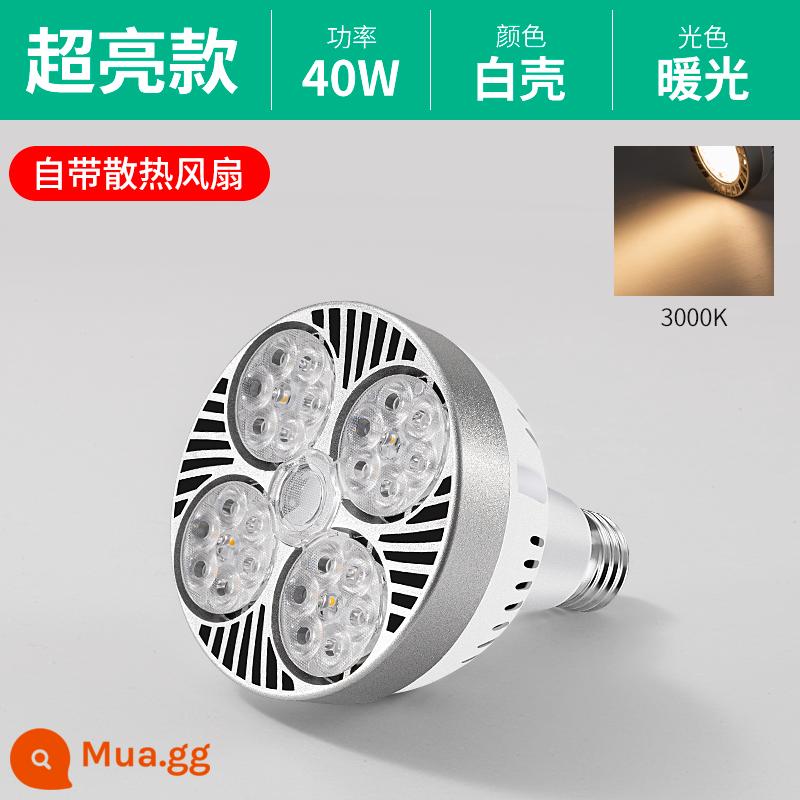 Đèn Led Theo Dõi Bóng Đèn Pha Par30 Đèn Đơn Cửa Hàng Quần Áo Siêu Thị Tươi Đèn Siêu Sáng Tiết Kiệm Năng Lượng Vít E27 Nguồn Sáng - Vỏ màu trắng★có quạt làm mát [40W lõi Châu Âu siêu sáng] ánh sáng ấm áp