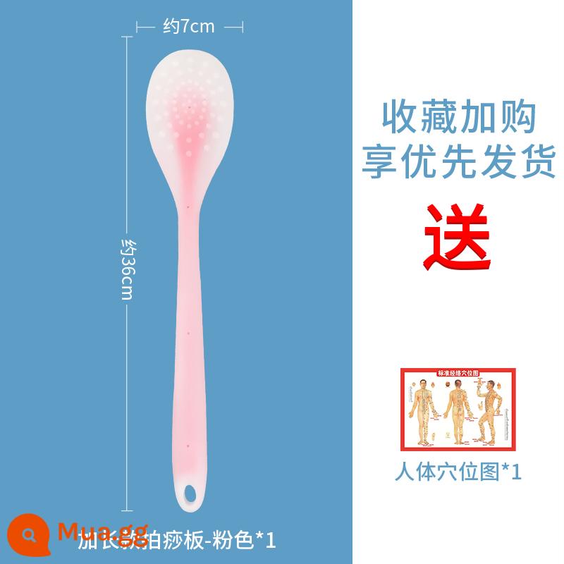 Bảng Paisha, thanh paipai kinh tuyến silicon, massage bộ gõ vai và cổ, búa thể dục, tạo tác lưng và chân, đặc biệt để chăm sóc sức khỏe - Bảng Sha Pai 36cm-Hồng [tặng bản đồ huyệt đạo toàn thân]