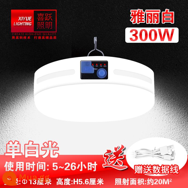 Bóng đèn LED năng lượng mặt trời có thể sạc lại khi mất điện chiếu sáng khẩn cấp chiếu sáng có thể tháo rời siêu sáng chợ đêm ngoài trời đèn gian hàng đường phố - Đèn trắng đơn Yali trắng 300W sáng đi kèm cáp dữ liệu