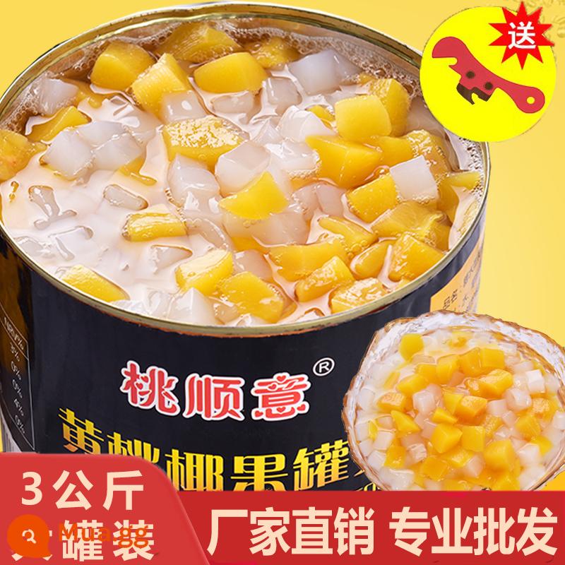 Đào vàng đóng hộp thương mại lon lớn 3kg cam bayberry dứa dừa trái cây thùng 3kg phục vụ trái cây đóng hộp - 3kg dừa đào vàng