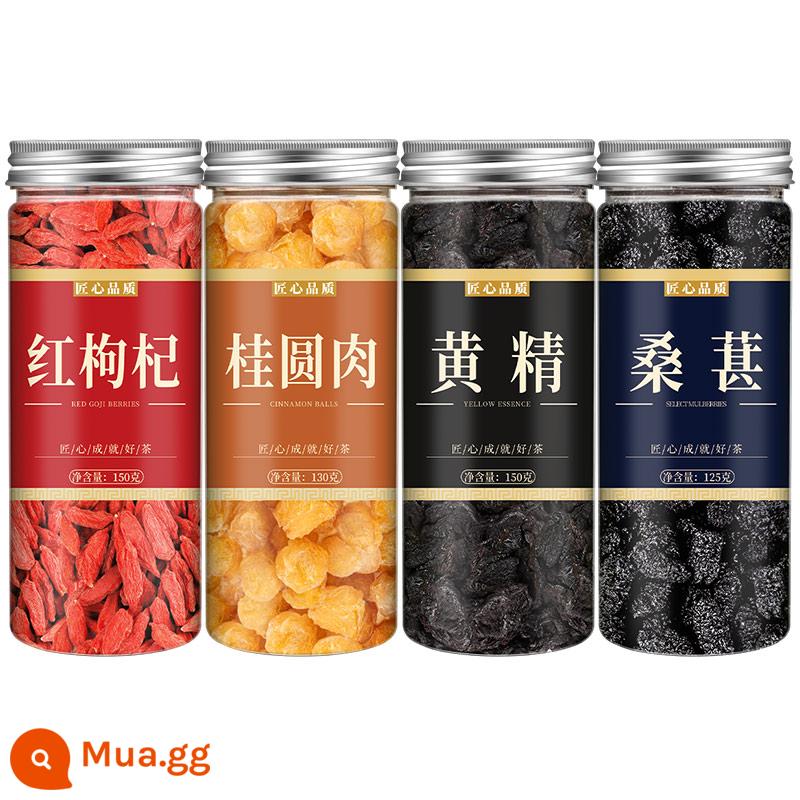 Wolfberry, Mulberry, Polygonatum, Long nhãn, Quế tròn, Dâu tằm khô, Wolfberry khô, Trà Wolfberry đen Ninh Hạ, Túi trà ngâm thận nam - [4 lon] Dâu tằm đỏ, dâu tằm, Polygonatumodoratum, nhãn thịt