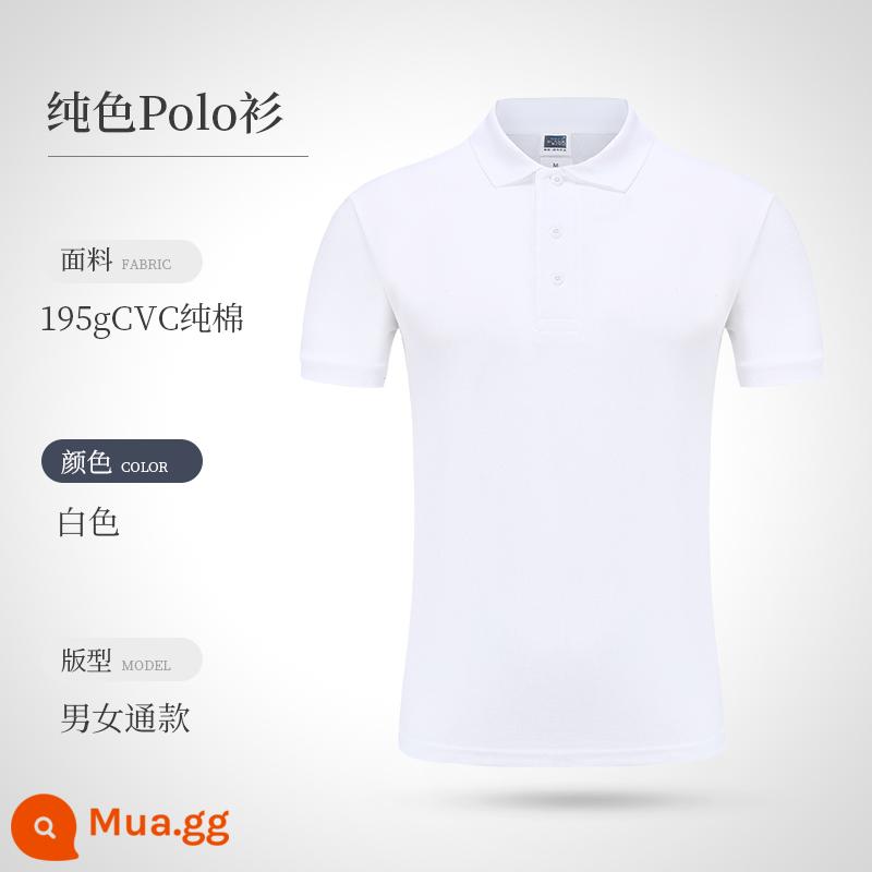 Áo polo đảo ngược quần áo làm việc tùy chỉnh logo nhân vật thêu cotton t -shirts áo sơ mi quảng cáo văn hóa bản đồ tay áo ngắn - Trắng