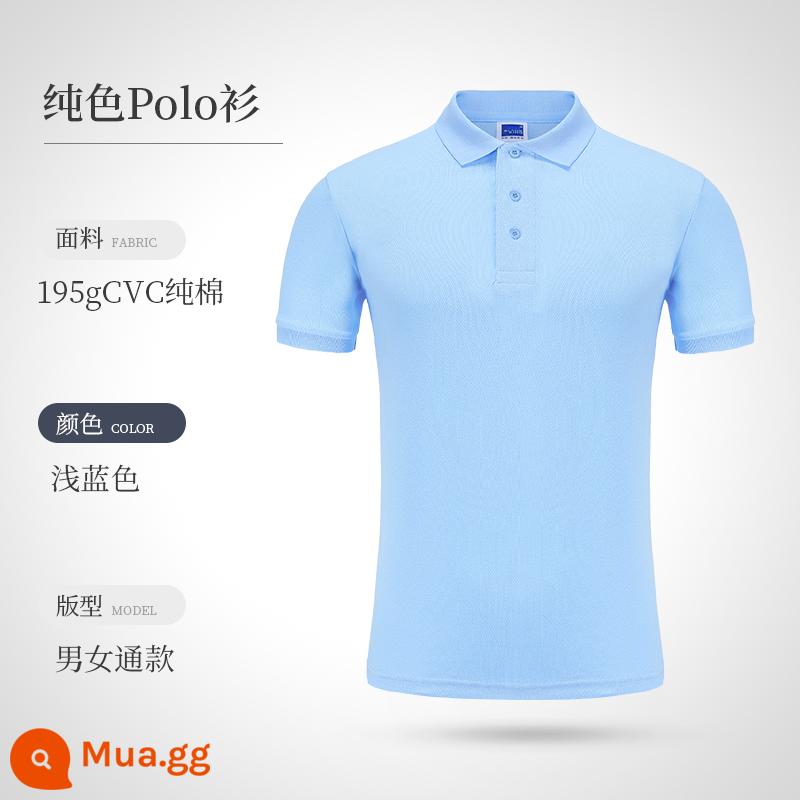 Áo polo đảo ngược quần áo làm việc tùy chỉnh logo nhân vật thêu cotton t -shirts áo sơ mi quảng cáo văn hóa bản đồ tay áo ngắn - trời xanh