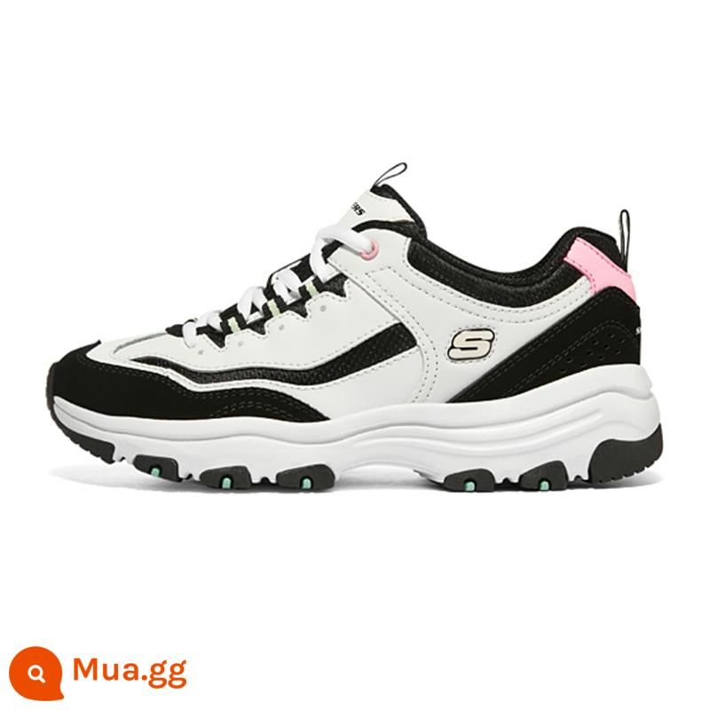 Skechers SKECHERS giày nữ gấu trúc giày trắng chính thức soái hạm Store mùa đông đích thực bố giày giày thể thao nữ - [Phong cách da] chanh trắng và đen 88888250