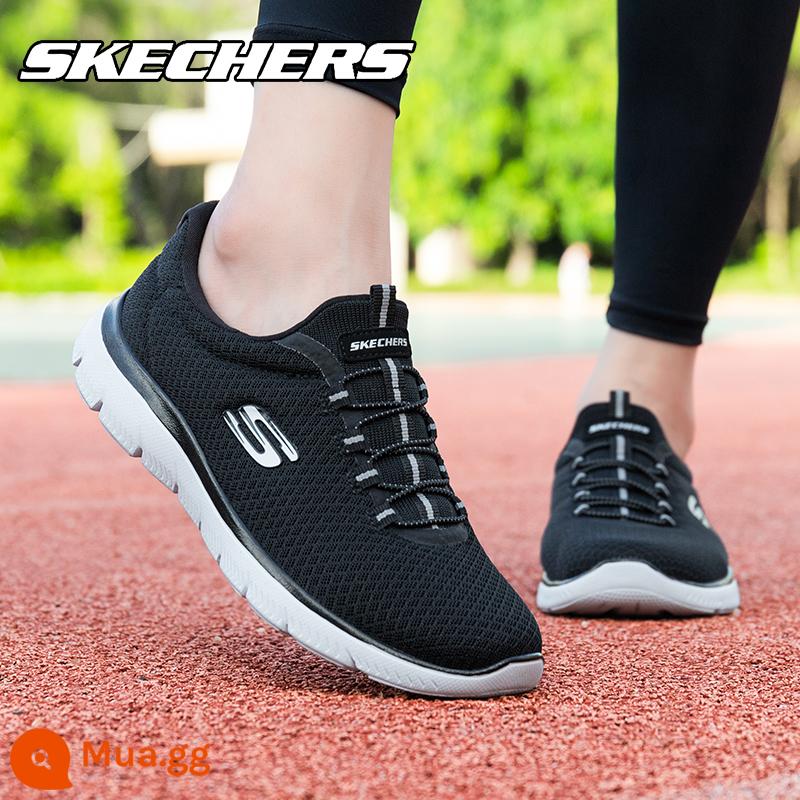 Skechers SKECHERS giày nữ giày thể thao chính thức flagship store trang web chính thức mùa đông chính hãng lưới thoáng khí giày chạy bộ nữ - đen/trắng12980