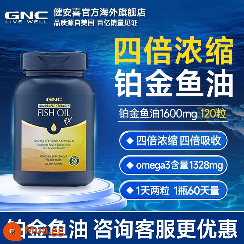 GNC Crown 97 dầu cá EPA độ tinh khiết cao dầu cá biển sâu dha viên nang mềm omega3 chính thức hàng đầu cửa hàng chính hãng - [Dầu cá tứ nhân] 800mg Dầu cá bạch kim 120 viên