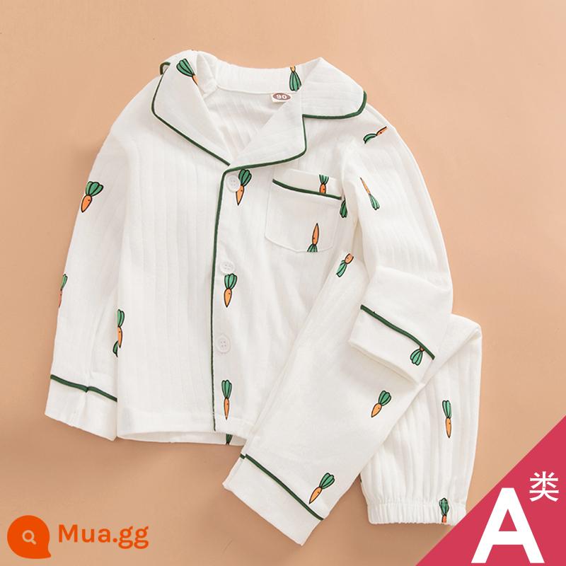 Bộ Đồ Ngủ Trẻ Em Bé Trai Xuân Thu Bé Nhà Bộ Quần Áo Mùa Thu Lớp A Trẻ Em Nguyên Chất Cotton Tay Dài Bé Trai cotton - Áo len cotton-Cà rốt tốt cho sức khỏe