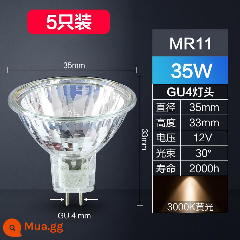 Philips MR16 cốc lớn đèn halogen cốc bóng đèn thạch anh đèn vàng 12V/20W/35W50W halogen tungsten đèn - Halogen丨5 chiếc[MR11]35W丨Ánh sáng vàng丨Đường kính 35MM