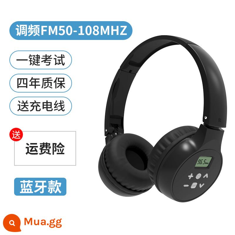 nghe tiếng anh cấp 4 và 6 Tai nghe FM cấp 4 cấp 4 thi đại học cấp 6 FM đặc biệt bốn tai nghe bluetooth không dây - Model Bluetooth màu đen (có hiển thị thời gian + pin) đi kèm cáp sạc