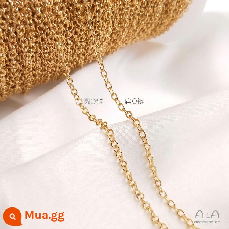 Giữ màu mạ vàng 14K dây chuyền mạ vàng thật dây chuyền mỏng tua hình chữ O dây chuyền nối dài vòng cổ vòng tay chất liệu phụ kiện tự làm - Dây chuyền chữ O phẳng duy trì màu sắc nâng cao 1,0mm 1 mét có thể được trang bị vòng mở dày 0·3