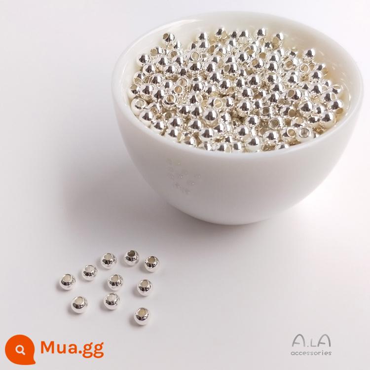 Giữ màu vàng 18K đóng gói rời hạt mạ vàng thật hạt bạch kim hạt bạc hạt DIY handmade đính cườm phụ kiện trang sức - Bạc nguyên chất 2mm 100 miếng