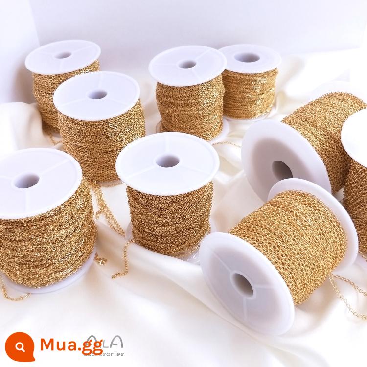 Giữ màu mạ vàng 14K dây chuyền mạ vàng thật dây chuyền mỏng tua hình chữ O dây chuyền nối dài vòng cổ vòng tay chất liệu phụ kiện tự làm - Dây buộc tóc đuôi ngựa 2.0mm [1 cuộn 100 yard/92 mét]