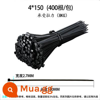 Nylon buộc dây cáp tự khóa 4*200 nhựa ràng buộc dây buộc dây kiềm chế dây với dây buộc dải màu đen - 4*150 rộng 2.7mm 400 dải màu đen