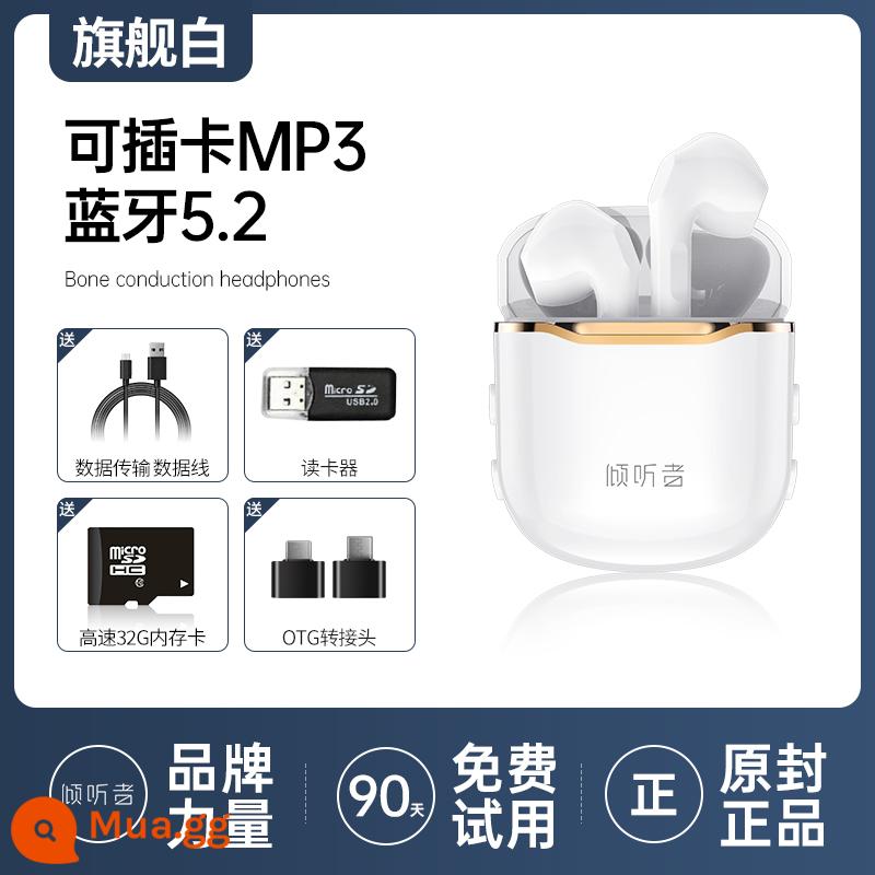 Máy nghe nhạc MP3 Walkman phiên bản sinh viên tai nghe bluetooth không dây thực sự thẻ cắm tất cả trong một để nghe các bài hát nhỏ đặc biệt - Flagship White [Có thể lắp thẻ★MP3 Bluetooth 5.2] tặng kèm thẻ nhớ 32G + đầu đọc thẻ nhớ +OTG