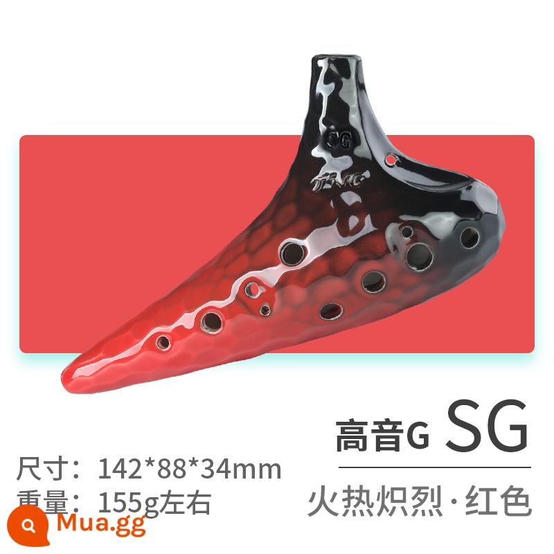 TNG ocarina alto 12 lỗ C điều chỉnh sinh viên người lớn chuyên nghiệp 12 lỗ AC điều chỉnh ocarina sóng biển nhạc cụ ocarina - SG Treble G Đỏ