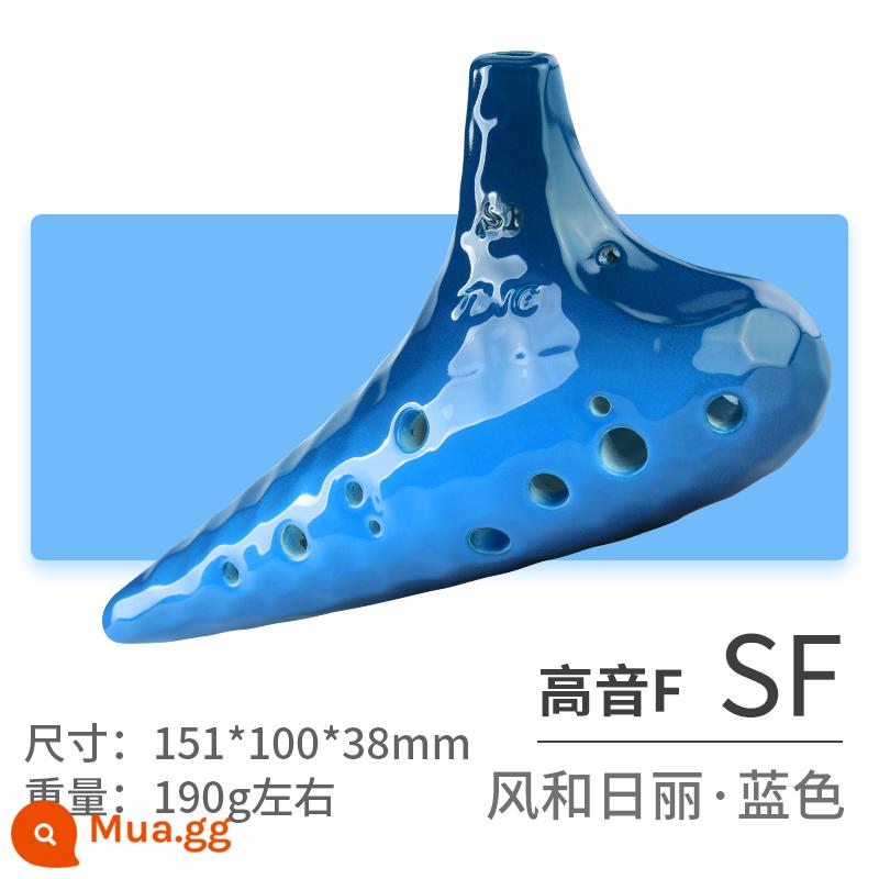 TNG ocarina alto 12 lỗ C điều chỉnh sinh viên người lớn chuyên nghiệp 12 lỗ AC điều chỉnh ocarina sóng biển nhạc cụ ocarina - Blue SF Treble F