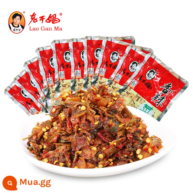 Laoganma kiểu Quý Châu đặc sản dầu tương ớt cay gia vị đậu phộng mì sốt bibimbap tương ớt - Rau cay 60g*10 túi [Rau cay miễn phí*2 túi]