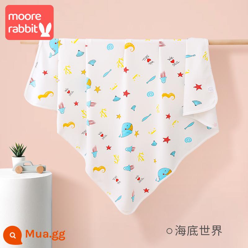 Gói đơn bé chăn cotton bọc vải sơ sinh xuân hạ thu hè mỏng bọc quấn ôm chăn giao phòng bọc đồ sơ sinh - [Tấm bọc một lớp có viền 83 * 83cm] Thế giới dưới nước + Chải cực mềm