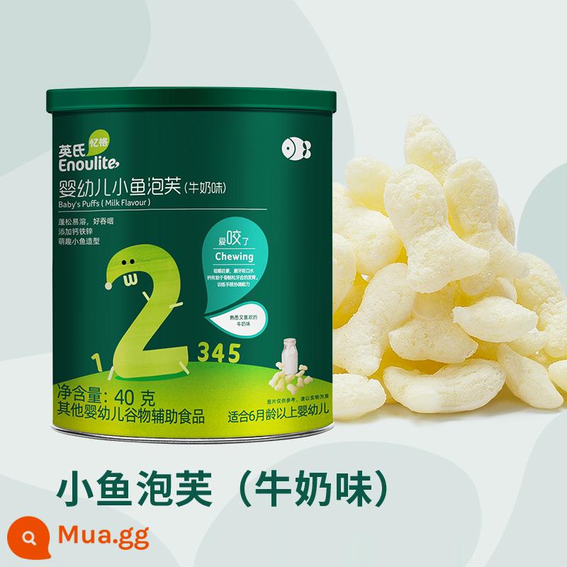 Bánh phồng cá nhỏ Anh ăn dặm bánh quy dinh dưỡng cho bé không đường muối không chiên 40g/lon - Cá Puffs Vị Sữa 40g