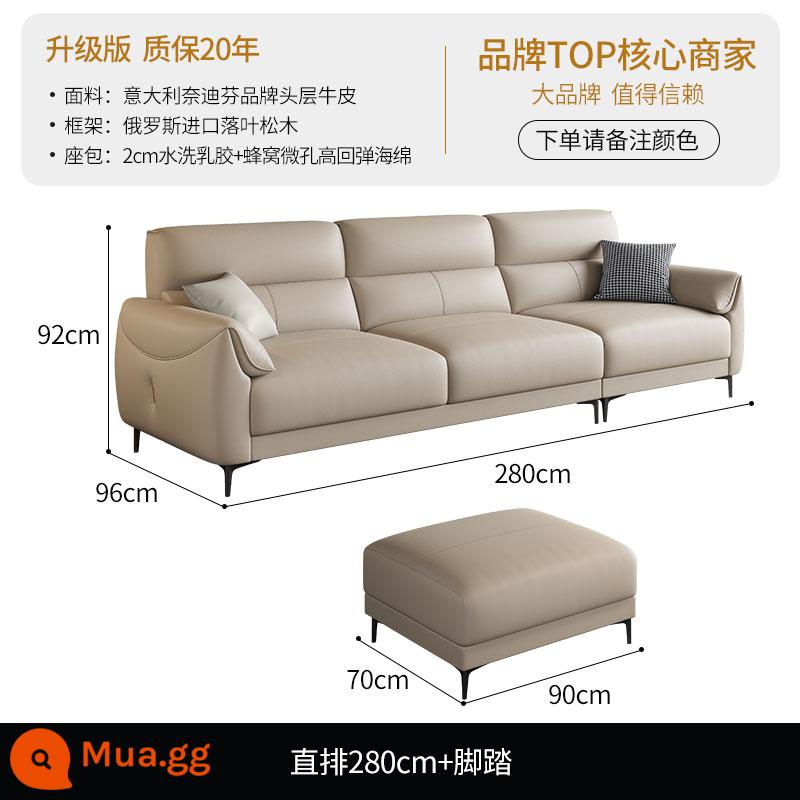 Người thân và bạn bè Phong cách Ý tối giản nhẹ nhàng sang trọng sofa da kết hợp hiện đại đơn giản căn hộ lớn và nhỏ phòng khách da bò lớp trên cùng hàng thẳng - [Phiên bản nâng cấp] Hàng thẳng 2,8M + bàn đạp