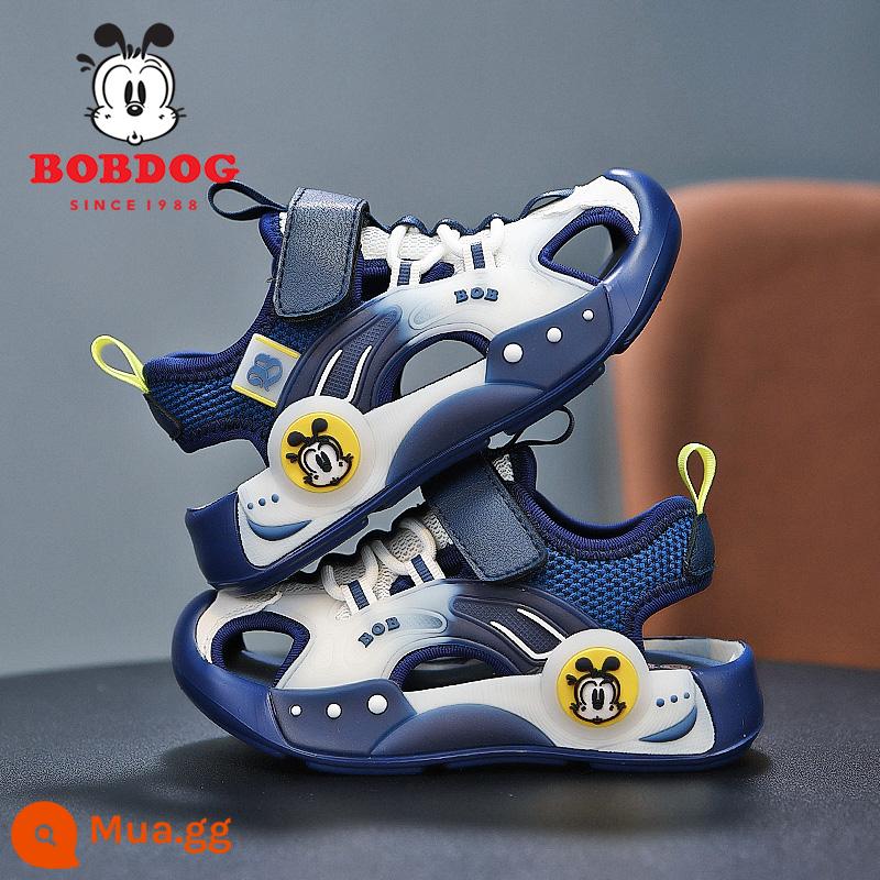 Giày sandal bé trai Bobbean mùa hè 2023 mới Bao Đầu chống va chạm đế mềm chống trượt giày thể thao trẻ em đi biển - trắng/xanh đậm