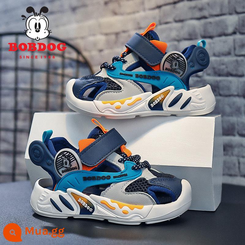 Giày sandal bé trai Bobbean mùa hè 2023 mới Bao Đầu chống va chạm đế mềm chống trượt giày thể thao trẻ em đi biển - Xanh đậm/xám[5340]