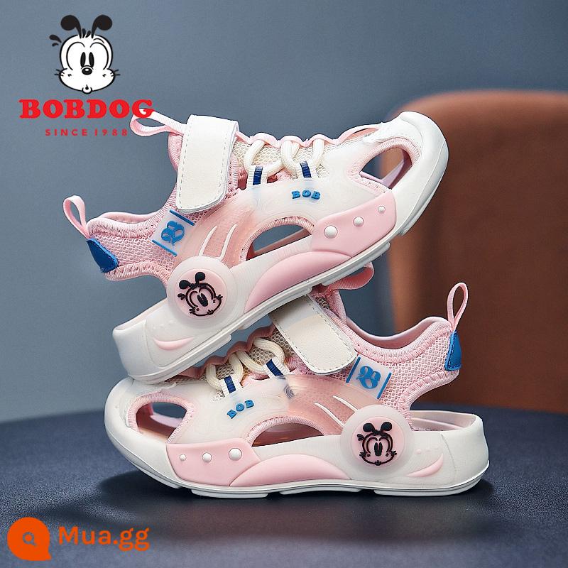 Giày sandal bé trai Bobbean mùa hè 2023 mới Bao Đầu chống va chạm đế mềm chống trượt giày thể thao trẻ em đi biển - Bột gạo