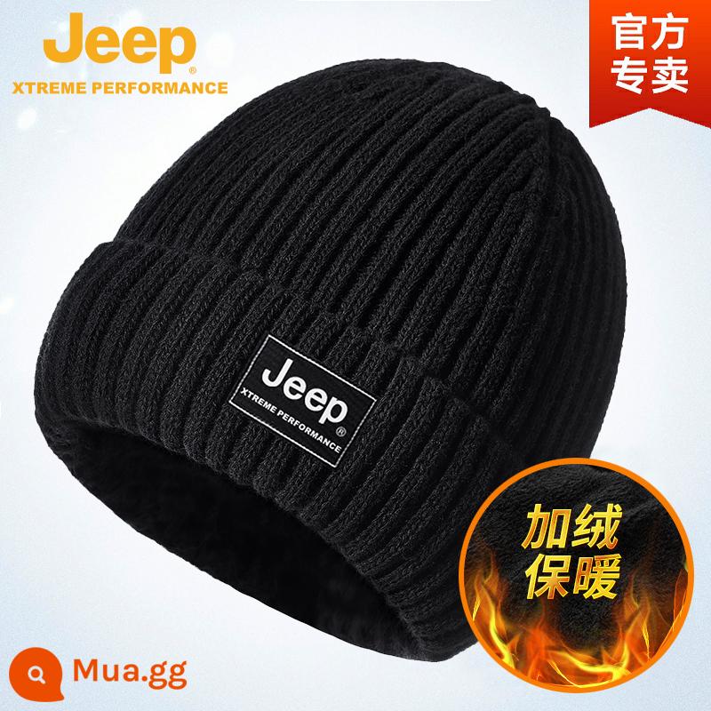 Mũ Jeep Mũ nam dệt kim mùa đông nhung phiên bản Hàn Quốc mũ lạnh bông ấm chống lạnh mũ len nam mùa thu đông - Đen [nắp đơn]