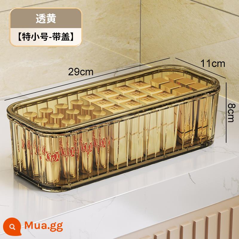 Hộp lưu trữ mỹ phẩm để bàn Tianshu Bàn trang điểm acrylic Mặt nạ Sản phẩm chăm sóc da Bàn cà phê linh tinh Giỏ đựng đồ ăn nhẹ - Màu vàng trong mờ cực nhỏ [phủ]