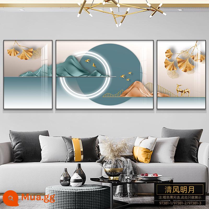 Tranh trang trí phòng khách ánh sáng cao cấp sang trọng bộ ba không khí tối giản hiện đại tranh treo tường sofa mới nền tranh treo tường - 97381-1/97381-2/97381-3 Gió mát và trăng sáng