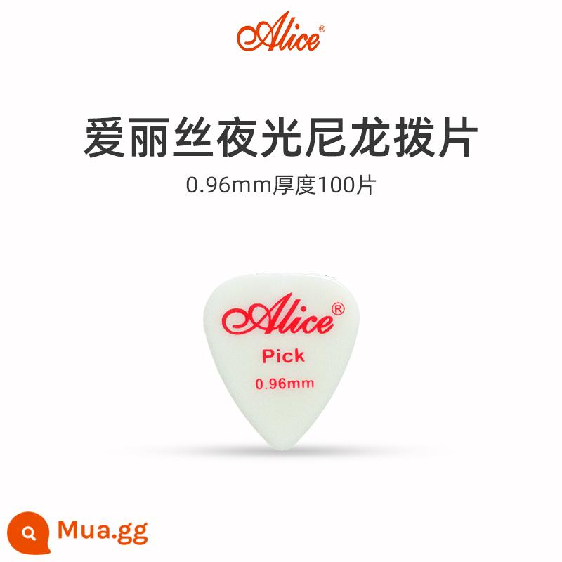 Alice Alice Civil Ballad Guitar Cosmetics Sweeking Thin huỳnh quang Nylon Nights Optoelectronics Guitar Persevers Persevers Pick - [100 miếng] 0,96mm+ đi kèm hộp chọn