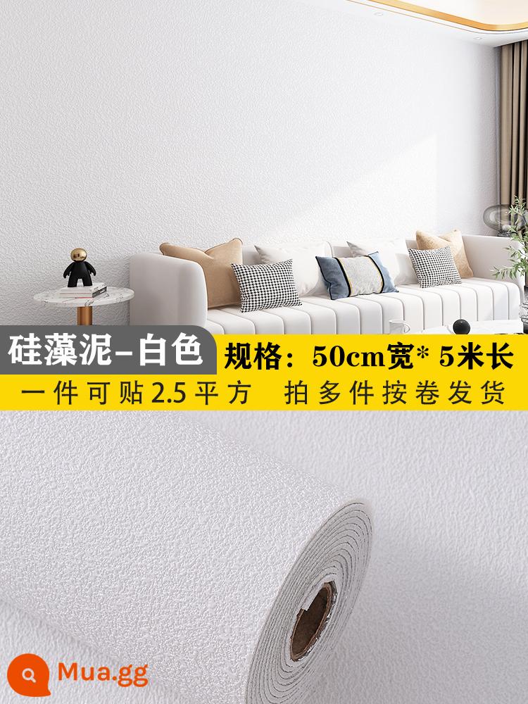 Xi măng tắt màu xám sticker tường thô phòng giấy dán tường tự dính không thấm nước chống ẩm chống nấm mốc bao xấu xí xốp dán tường bảng trang trí - Bùn tảo cát trắng-50cm * 5 mét-2,5 mét vuông [dày thêm 2,5MM]