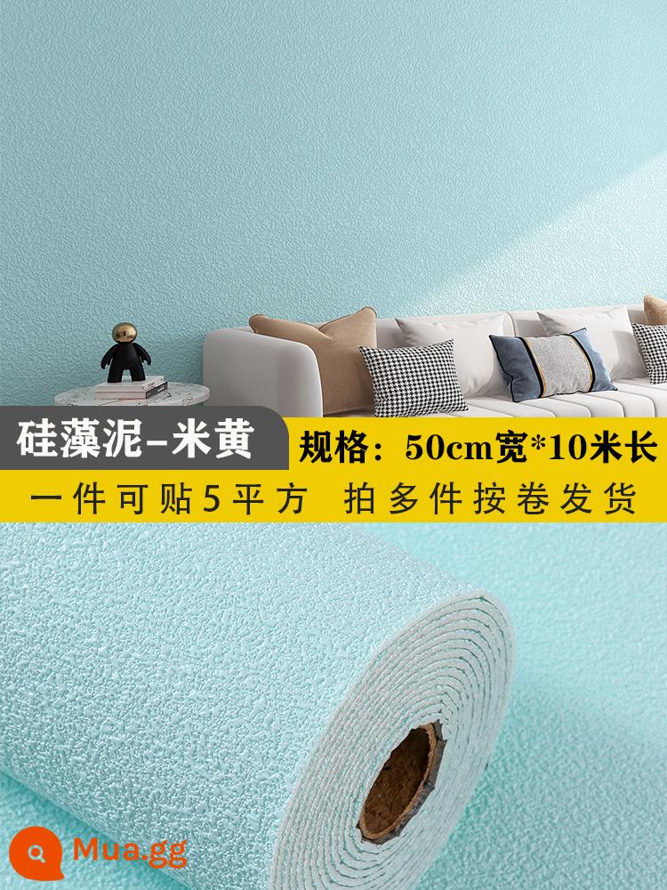 Xi măng tắt màu xám sticker tường thô phòng giấy dán tường tự dính không thấm nước chống ẩm chống nấm mốc bao xấu xí xốp dán tường bảng trang trí - Bùn tảo cát trong xanh-50cm * 10 mét-5 mét vuông [dày thêm 2,5MM]