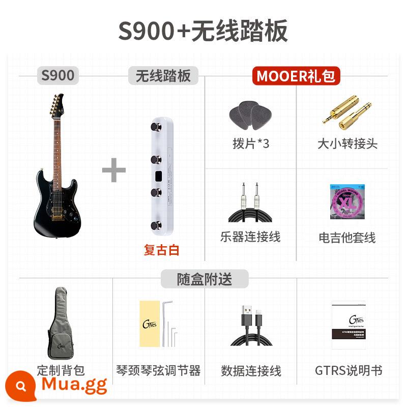 MOOER Magic Ear GTRS đàn guitar điện thông minh S900 có thể ghi Bluetooth tích hợp hiệu ứng toàn diện đàn guitar điện - Bàn đạp màu đen + trắng ngọc trai