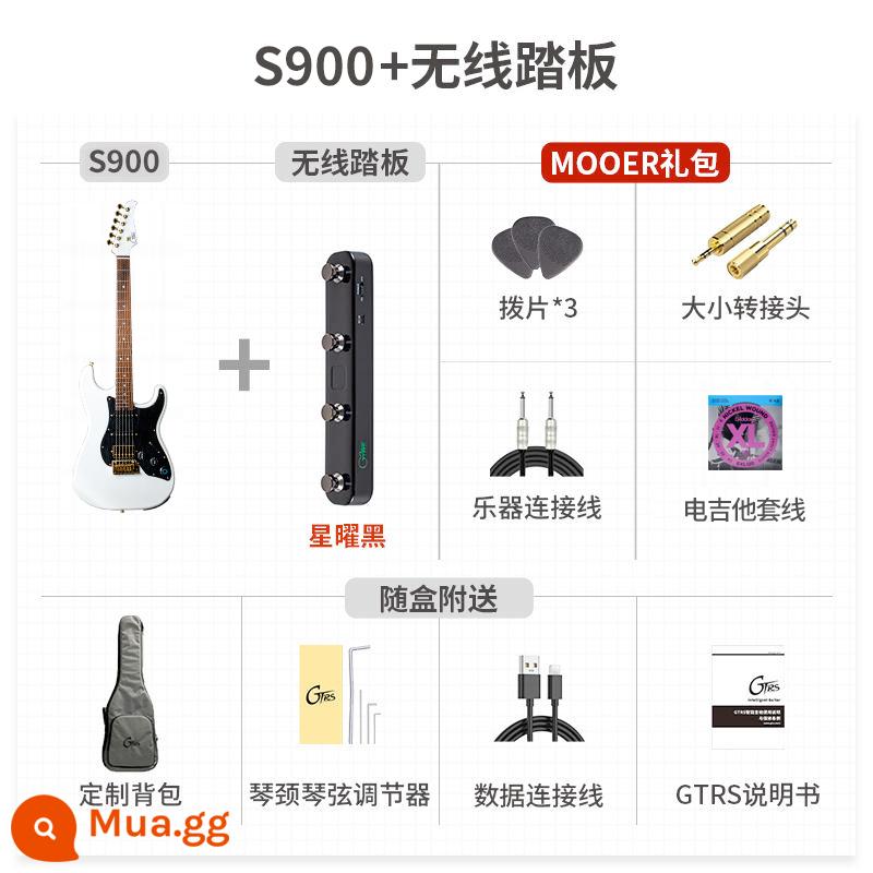 MOOER Magic Ear GTRS đàn guitar điện thông minh S900 có thể ghi Bluetooth tích hợp hiệu ứng toàn diện đàn guitar điện - Bàn đạp màu trắng ngọc trai + đen