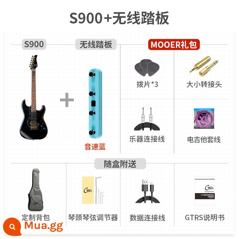 MOOER Magic Ear GTRS đàn guitar điện thông minh S900 có thể ghi Bluetooth tích hợp hiệu ứng toàn diện đàn guitar điện - Bàn đạp màu đen + xanh ngọc trai