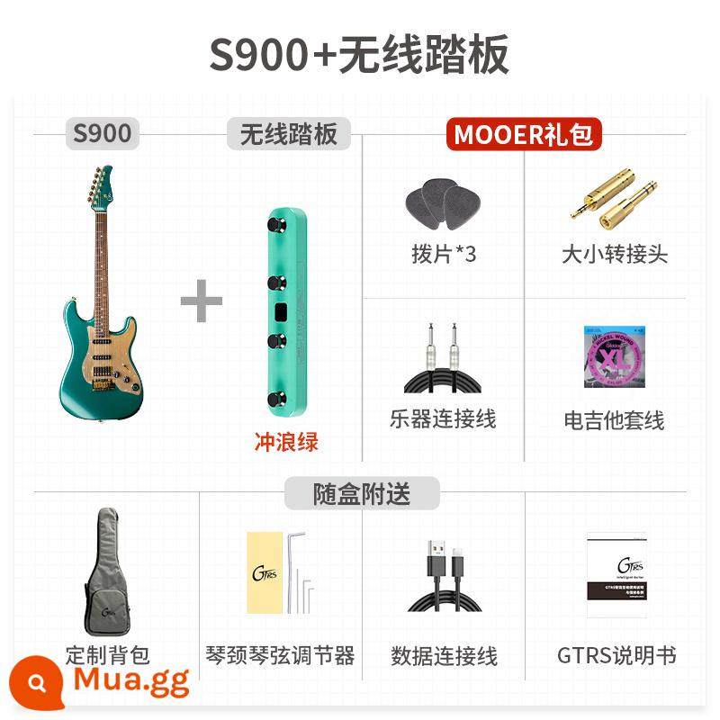 MOOER Magic Ear GTRS đàn guitar điện thông minh S900 có thể ghi Bluetooth tích hợp hiệu ứng toàn diện đàn guitar điện - Xanh đua + Bàn đạp xanh