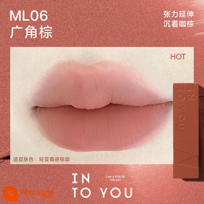 [Sản phẩm mới đột phá] Son môi INTO YOU Matte Lip Matte Velvet White Màu hồng lâu trôi dành cho nữ Sản phẩm chính hãng - ML06 góc rộng màu nâu