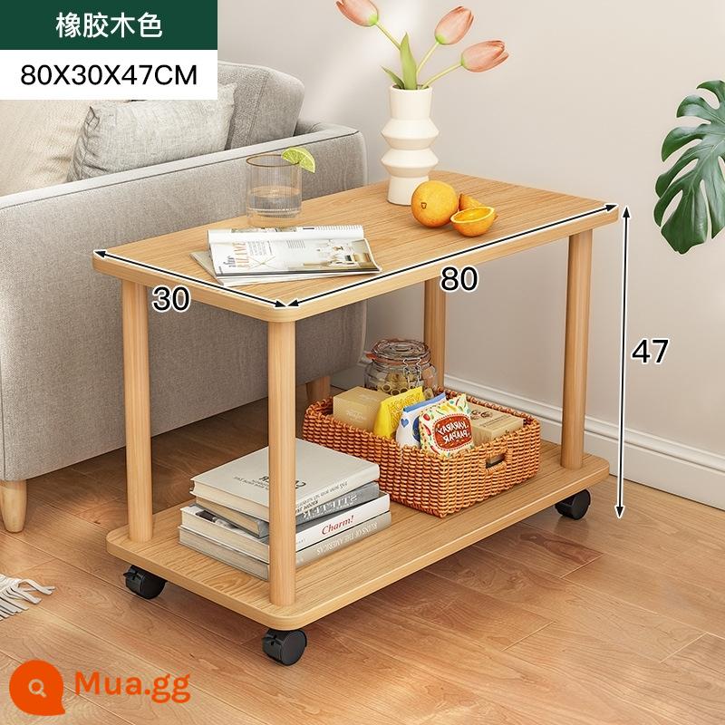 Kệ cạnh sofa, tủ phụ, tủ phụ, bàn vuông nhỏ, phòng khách, bàn cafe gia đình, bàn đầu giường phòng ngủ, kệ hoa nhà thuê - [Ròng rọc 2 lớp] Gỗ cao su màu 80x30x47