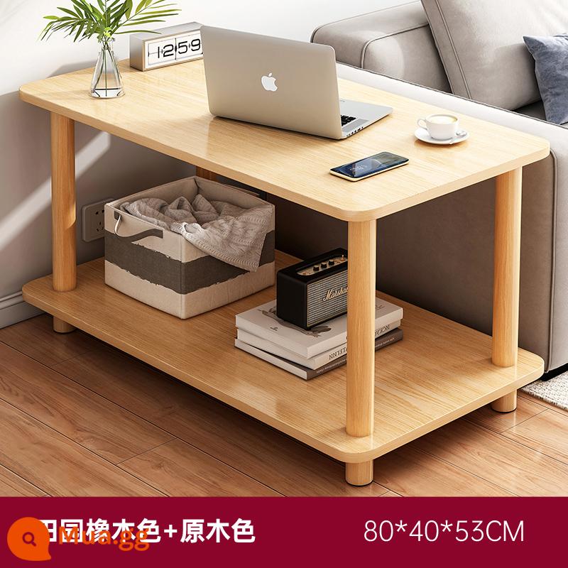 Sofa phòng khách tủ phụ đầu giường nhà bàn vuông mini căn hộ nhỏ bảng phụ cho thuê nhà bàn cà phê nhỏ đơn giản - Giảm giá chớp nhoáng [hai lớp] màu gỗ 80 * 40 * 53cm trong thời gian giới hạn